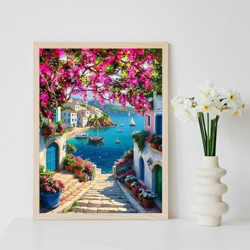 MBNTJHT DIY Scenery Paint by Numbers Kit for Adults,Unframed Landscape Paint by Number Kits on Canvas with Brushes,Flowers and Sea Oil Painting Kits for Home Wall Decor 16X20 Inch/40X50 cm. - Image 5