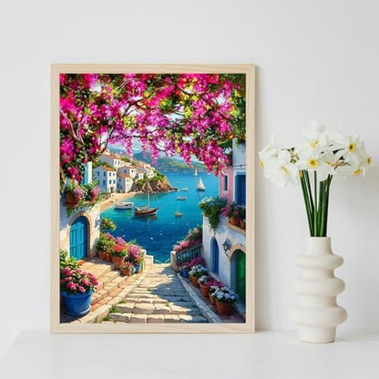 MBNTJHT DIY Scenery Paint by Numbers Kit for Adults,Unframed Landscape Paint by Number Kits on Canvas with Brushes,Flowers and Sea Oil Painting Kits for Home Wall Decor 16X20 Inch/40X50 cm. - Image 5