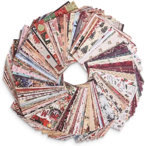 icceemee 200 Sheets Christmas Scrapbook Paper Set – Christmas Themed Craft Collage Paper for Junk Journaling, Bullet Journal, Poster Decor, Room Decoration, Card Making, and Gift Wrapping by ICCEEMEE