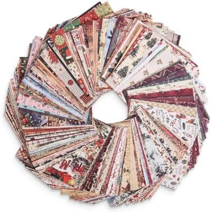 icceemee 200 Sheets Christmas Scrapbook Paper Set – Christmas Themed Craft Collage Paper for Junk Journaling, Bullet Journal, Poster Decor, Room Decoration, Card Making, and Gift Wrapping by ICCEEMEE