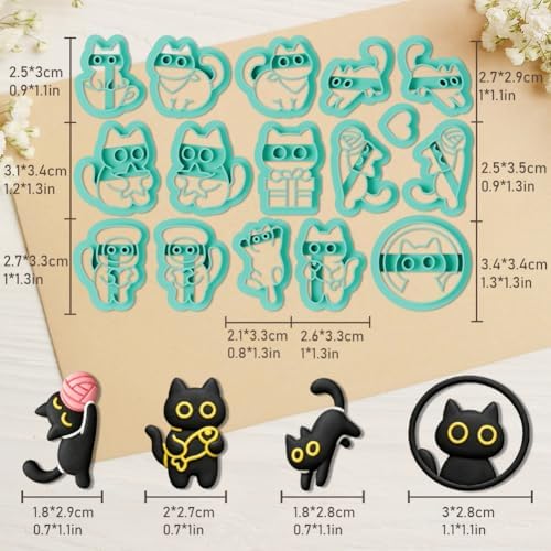 ORIGACH 16 Pcs Funny Black Cat Polymer Clay Cutters Set - Image 3