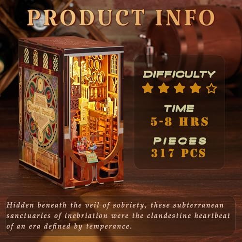 MiniCity Roaring Twenties Book Nook Kit, DIY 3D Bookshelf Insert with LED - Image 2