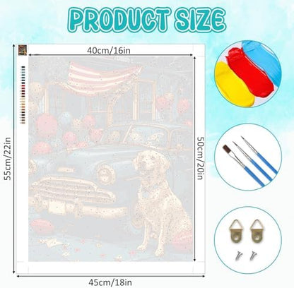 RICUVED Dog Paint by Numbers for Adults, Independence Day Paint by Numbers Kit for Adults Beginners, Flag DIY Acrylic Car Oil Painting on Canvas Easy for Gift Home Wall Decor 16x20 Inch - Image 4