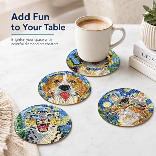 DOTZSO Diamond Art Coaster Kit 8Pcs Dog Diamond Painting Coaster 4×4in - Image 6