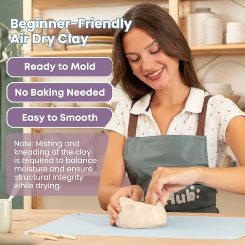 Air Dry Clay Pottery Kit for Adults Beginner, Starter Kit with 4.4Lbs Air-Dry Modeling Clay, Sculpting Tools, Paint & Glaze, Molding, Sculpt & Painting Set Hobby DIY Art Craft Kits (Gray Beige) - Image 4