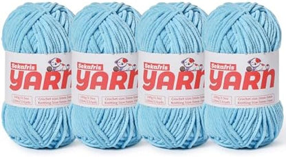4 Pack Plush Chunky Chenille Yarn for Crocheting, Soft Fluffy Velvet Yarn for Crocheting Amigurumi, Fuzzy Baby Blanket Knitting 400g/524yds Bulky(4 Azure Blue) by Sekafris