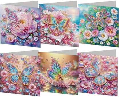 jinglinhh 6pcs Flower Butterfly Seaside Diamond Art Painting Greeting Cards with Envelopes, DIY Card Making Kits for Adults, Diamond Art Postcards Holiday Cards Craft Gifts by Unknown
