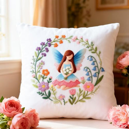 BEUNITONE 4 Set Fairy Patterns Embroidery Kit for Beginners 7.9"x7.9" DIY Complete Needlepoint Kits for Adults, Cross Stitch Starter Kit with Hoops and Instructions, Handmade Gifts for Home Decor - Image 7