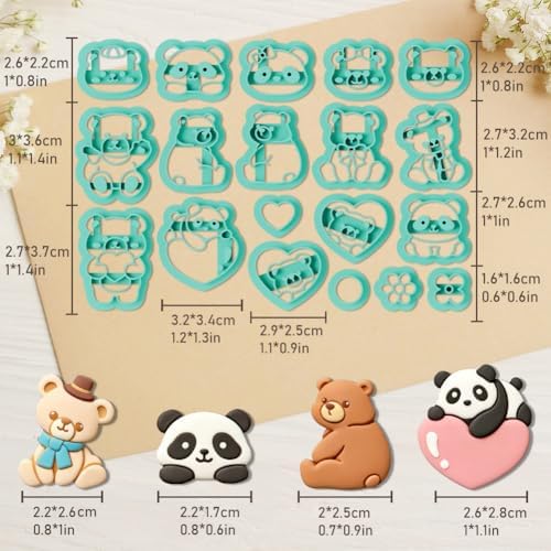 ORIGACH 19 Pcs Bear & Panda Polymer Clay Cutters Set - Image 3