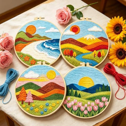 BEUNITONE 4 Set Embroidery Kit for Adults Beginner with Hoops & Instruction - Image 6