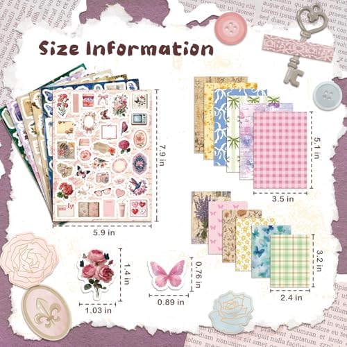 540 PCS Vintage Floral Scrapbook Supplies & Scrapbook Stickers, Junk Journal Supplies for Planners, Bullet Journaling, Retro Crafts, and Scrapbooking - Image 2
