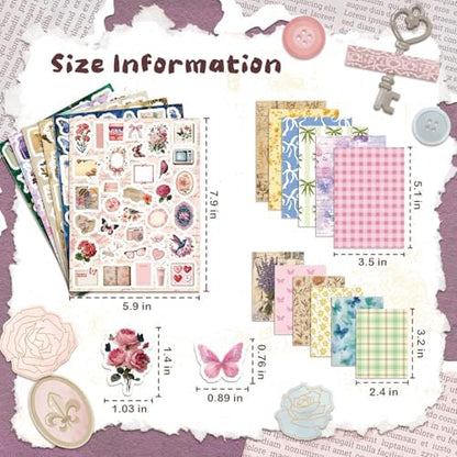 540 PCS Vintage Floral Scrapbook Supplies & Scrapbook Stickers, Junk Journal Supplies for Planners, Bullet Journaling, Retro Crafts, and Scrapbooking - Image 2