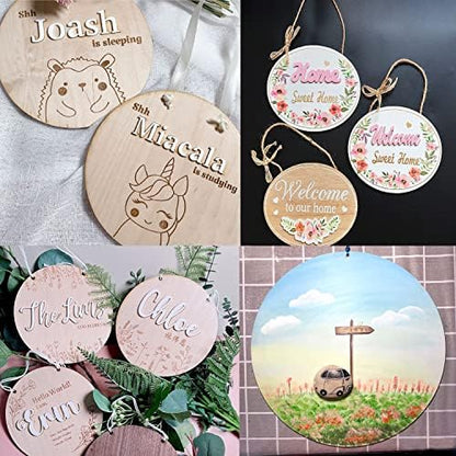 10PCS 14Inch Cutouts Blank Round Wood Slice Wood Circles for Crafts, Unfinished Wooden Slices Blank Round Wooden Circles, Wood Circles for Painting, DIY Door Hanger, Home, Party, Decor 0.1 Inch Thick - Image 4