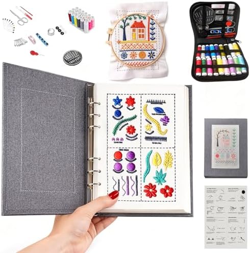 Vipxsa Embroidery Stitch Book Kit for Beginners, 138 Patterns with Embroidery Hoop & 87 PCS Tools, Portable Loose-Leaf Beginner Embroidery Kit Hand Embroidery Starter Kit for Adults DIY Craft Lovers by Unknown