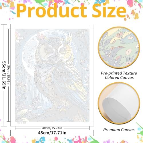 Owl Paint by Numbers Kit for Adults, 16x20 inch - Image 3