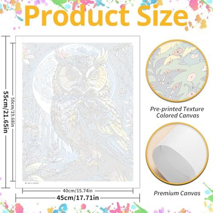 Owl Paint by Numbers Kit for Adults, 16x20 inch - Image 3