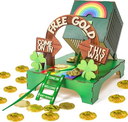 Gonoce St. Patrick's Day Decorations Leprechaun Trap Kit, Wooden St. Patrick's Day DIY Toys for Class, Irish Themed Leprechaun Trap Decorations by Gonoce