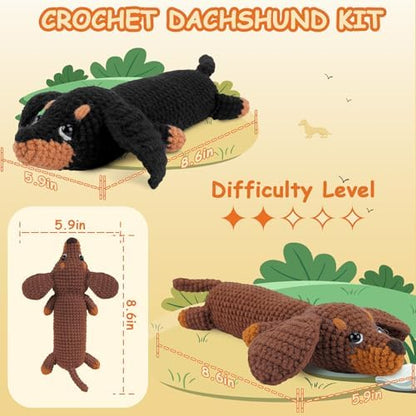 Fortuning's JDS Crochet Kit for Beginners, 2 PCS Dachshund Crochet Kits - Image 3
