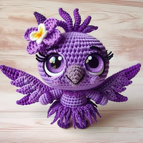 FRANDEK DIY Purple Bird Crochet Kit for Adults, Cute Plush Animal Set - Image 2