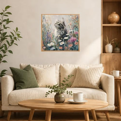 AUKELHJ Framed Paint by Numbers Kit for Adults, Cat, 10x10 inch - Image 3