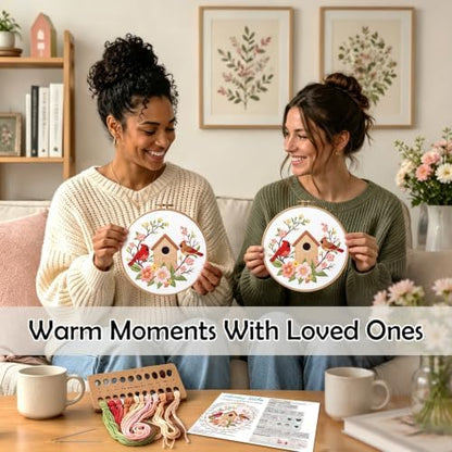 Louise Maelys Cardinal Birdhouse Flowers Embroidery Kit for Beginners - Image 5