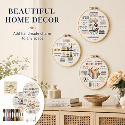 Ruyitycy Embroidery Kit for Beginners and Adults, Learn 21 Stitches with Video Tutorials, All-in-One Hand Embroidery Starter Set with Patterns, Hoop, Threads and Tools - Image 7