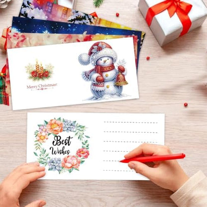 DDGYP Diamond Art Kits for Adults, 6Pcs Snowman Christmas Diamond Art Cards with Envelopes - Image 4