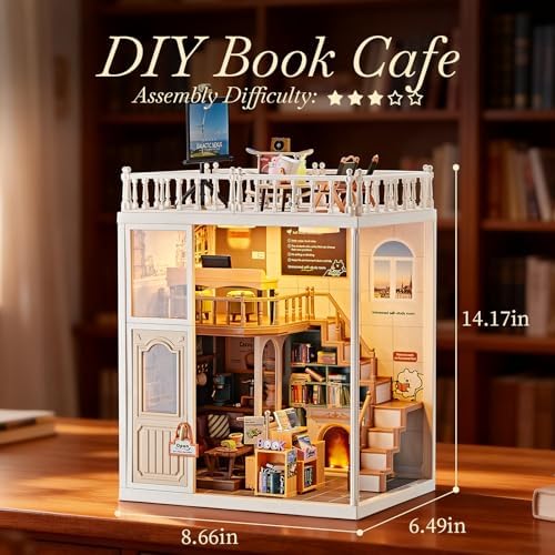 Large DIY Miniature Mini Bookstore House Kit for Kids 8+ - Image 2