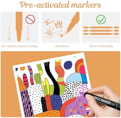 nauets 12 Colors Precision Dual Tip Acrylic Paint Markers Pens - Dot & Fine - Image 5