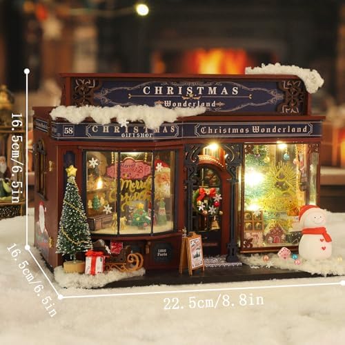 fifijoy Christmas Miniature Dollhouse Kit, DIY Dollhouse Miniature House Kit for Adults, Tiny House Kits Mini Model Building Sets with Music (Christmas Wonderland) - Image 4