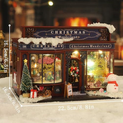 fifijoy Christmas Miniature Dollhouse Kit, DIY Dollhouse Miniature House Kit for Adults, Tiny House Kits Mini Model Building Sets with Music (Christmas Wonderland) - Image 4