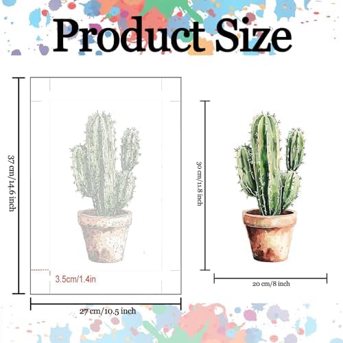 6 Pack Plant Paint by Numbers Kit for Adults Beginners 8x12 Inch, Potted Green Plant Paint by Number Kits on Canvas Without Frame, Easy DIY Acrylic Painting by Numbers for Home Wall Decor Gift - Image 3