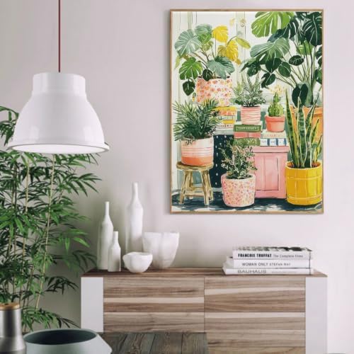 Paint by Numbers Kit for Adults,Green Plants Paint by Number With Frame - Image 2