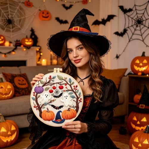 RUIQLXHANG Halloween Ghost Pumpkin Embroidery Kit for Beginners - Image 3