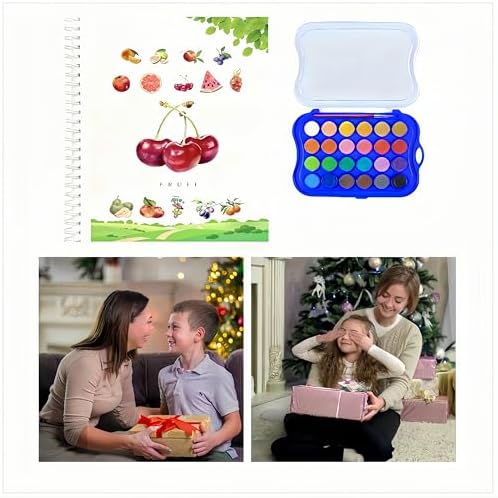 Watercolor Workbook，Water Paint Adult Set，Easy Coloring Book,Beautiful Paintings for Beginner (Fruit - Album) (Fruit - 24 Colors) - Image 4