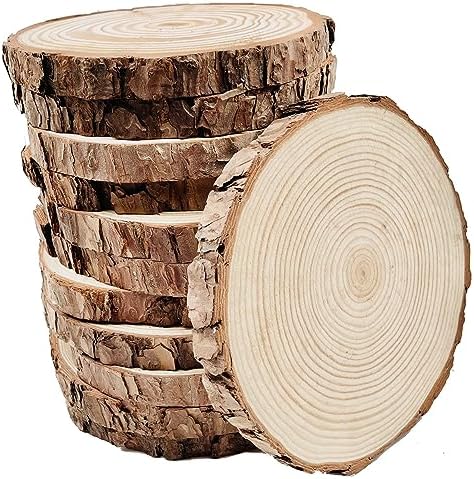Unfinished Wood Slices for centerpieces 18 PCS 5.1-5.5 Inch,Round Wooden Discs with Tree Bark,Wood Cookies Circles for Crafts Christmas Ornaments,Wood Slice for Rustic Wedding Decoration by WilliamCraftCalifornia