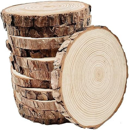 Unfinished Wood Slices for centerpieces 18 PCS 5.1-5.5 Inch,Round Wooden Discs with Tree Bark,Wood Cookies Circles for Crafts Christmas Ornaments,Wood Slice for Rustic Wedding Decoration by WilliamCraftCalifornia