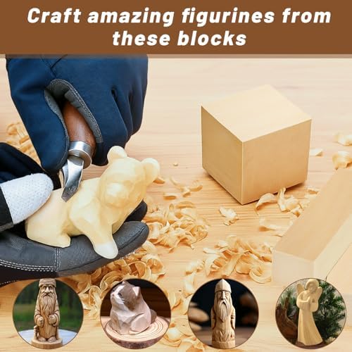 27 Pcs Basswood Carving Blocks, Whittling Wood Carving Kit with 3 Different Sizes and Pattern Sticker, Soft Unfinished Wooden Blocks for Crafts Beginners Kids Adults - Image 5