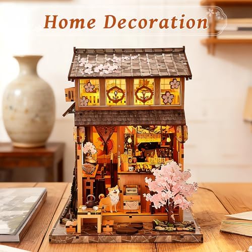 DIY Book Nook Kit, 3D Wooden Puzzle Miniature House Kit Adult, Japan Sakura - Image 6