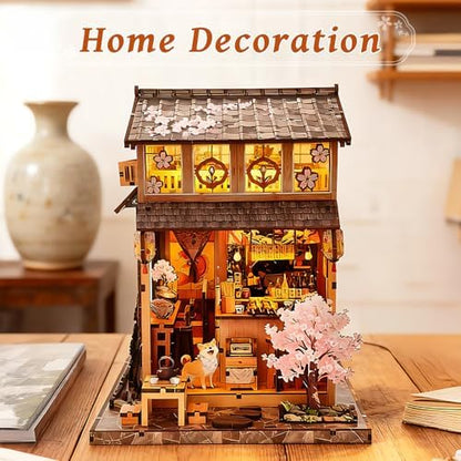DIY Book Nook Kit, 3D Wooden Puzzle Miniature House Kit Adult, Japan Sakura - Image 6