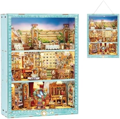 Tonecheer 3D Puzzle Story Frame Kit, Book Nook DIY Miniature House Wooden Dollhouse Kit, Wall Mountable Decor Diorama Model with Dust Cover and LED for Ideal Gift - Travel Collector by Tonecheer