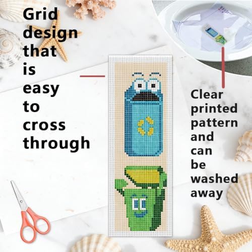 INFUNLY 6 Pcs Funny Trash Can Cross Stitch Bookmark Kit Raccoon Quotes Counted Embroidery Book Mark with Tassels, Complete DIY Cross Stitch Kit Thread Needles Scissors for Reading Gifts - Image 5