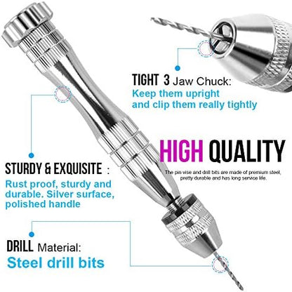 LEOBRO Hand Drill, Steel Pin Vise with 10 PCS Small Drill Bits (0.8 mm-3 mm), for Resin, Wood, Clay, DIY Crafts Keychains Jewelry Making - Image 3