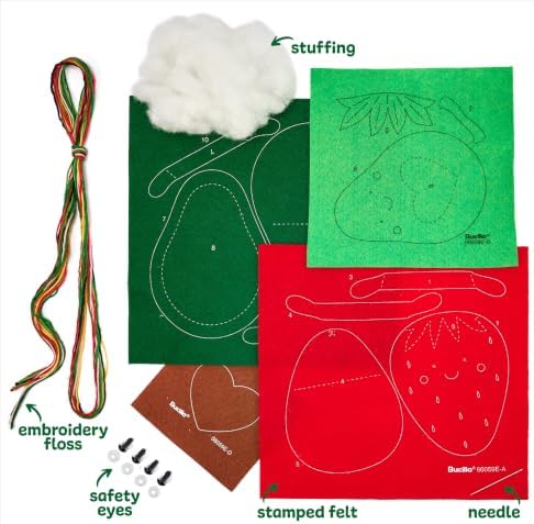 Bucilla, Felties Perfect Pairs Felt Embroidery Craft Kit, for DIY Arts and Crafts Projects, Super Foods, Set of 2 - Image 2