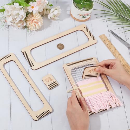 BENECREAT 5 Pcs Rectangle Weaving Loom Kit, 5 Styles Bookmark Weaving Tool, Loom Tool for Beginners and Weaving Enthusiasts - Image 3