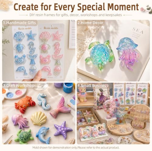 8Pack Ocean Resin Molds Silicone, Sea Animal Keychain Pendant Molds for DIY - Image 5