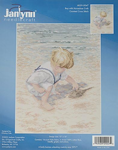 Janlynn Corp. Counted Cross Stitch Kit, Boy with Horseshoe Crab by Janlynn