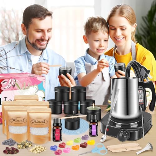 Haccah Candle Making Kit with Wax Melter, DIY Arts&Crafts Gift for Adults,Beginners,Candle Making Supplies,Including Electronic Stove, Rich Scents,Wicks, Candle tins, Dyes, Stickers, Melting Pot - Image 2