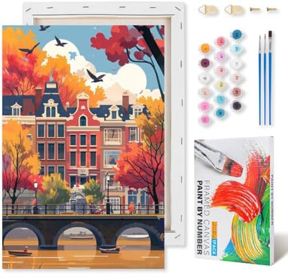 Kalonyth City Framed Paint by Numbers Kit for Adults Beginner 8x12 inch by Kalonyth