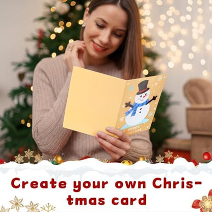 Dispowreath 24 Pcs DIY Christmas Card Making Kits with Envelopes DIY Christmas Craft Make Your Own Snowman Greeting Card Making Supplies for Holiday Xmas Party Decoration Favor - Image 6